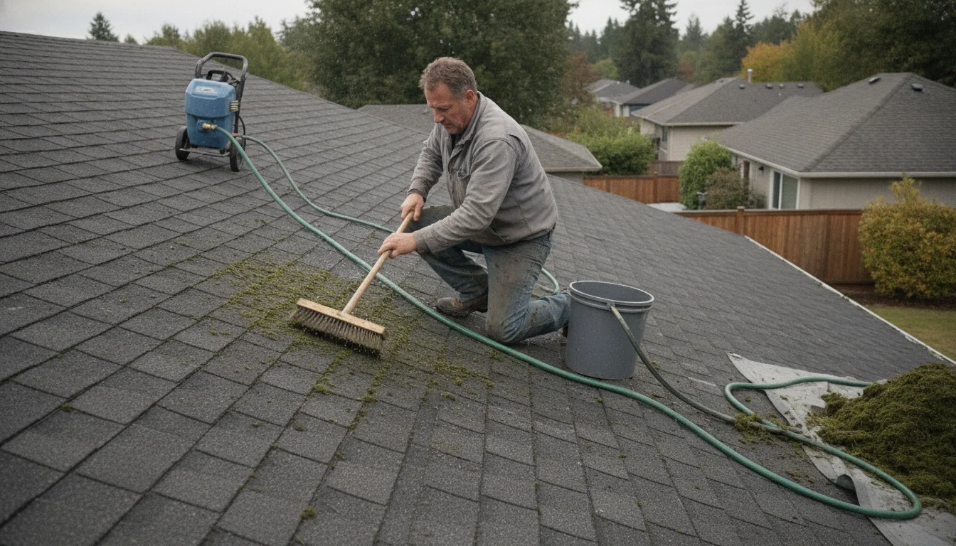 Safe roof moss removal in Spartanburg without damaging shingles | Pressure Washing Spartanburg