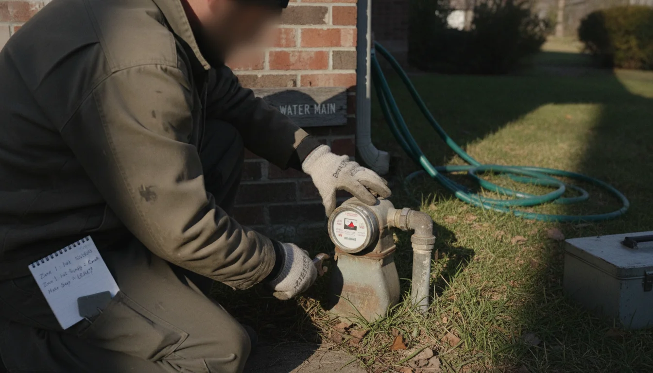 Check the water meter, isolate zones, close hot supply, compare readings to locate a house leak in Jefferson City